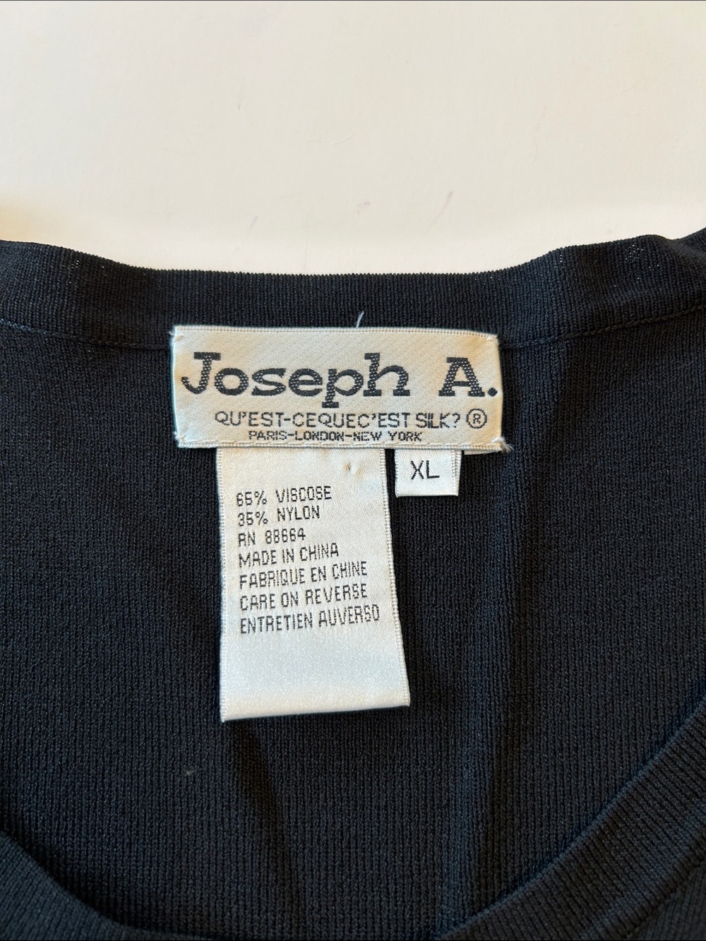 Joseph A. Black Scoop Neck 3/4-Sleeve Top with Multicolor Beaded Hem - Picture 3 of 5